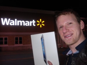 Daniel J. Lewis with a new iPad at Walmart